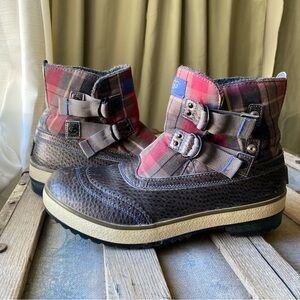 Plaid UGG Australia boots with Buckle Accents